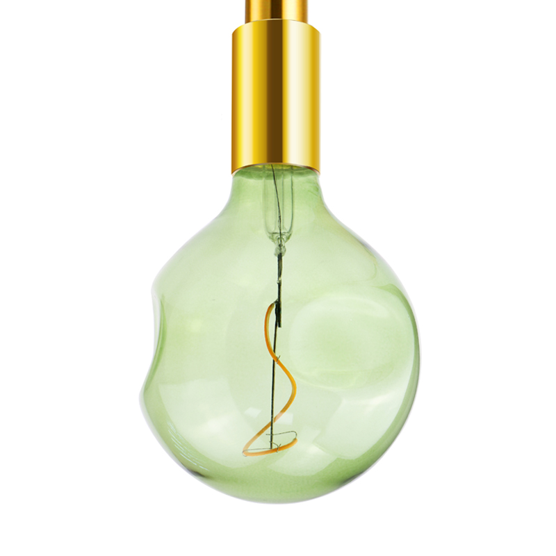 G125 Green 4 watts 200 lumen 2000k special shape spiral soft filament LED mixed color bulb