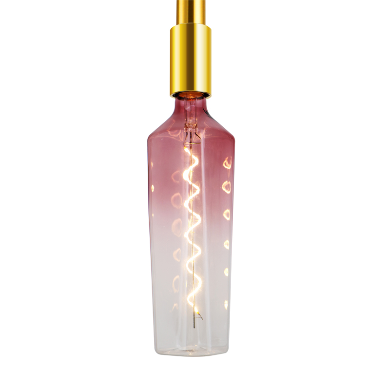 Whisky Gradient pink 4w bottle shape multi colorful decoration fashion led spiral filament light